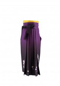 卒業式袴単品レンタル[刺繍]紫×濃紫ぼかしに花とリボン刺繍[身長143-147cm]No.781